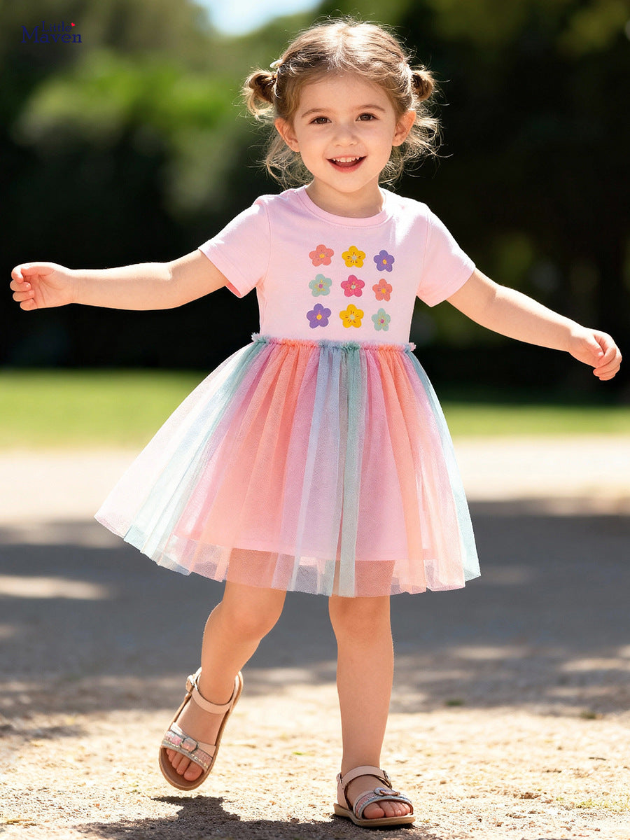 Children's Source Shirt Summer Cute Flowers Skirt Children's Dress