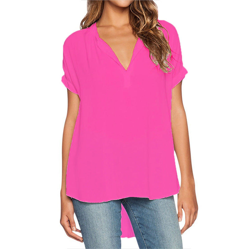 Women's Summer Fashion Wear Sleeve Front Back Long Loose Lace Shirt, Chiffon Shirt