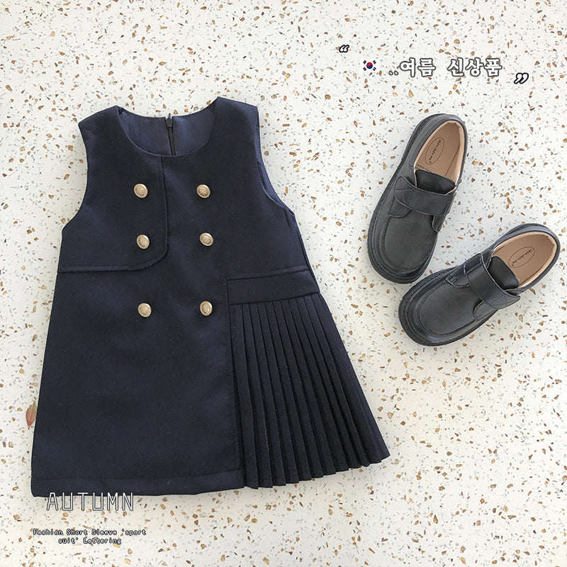 Children's Preppy Style Suit Sleeveless Vest Skirt Children's Dress