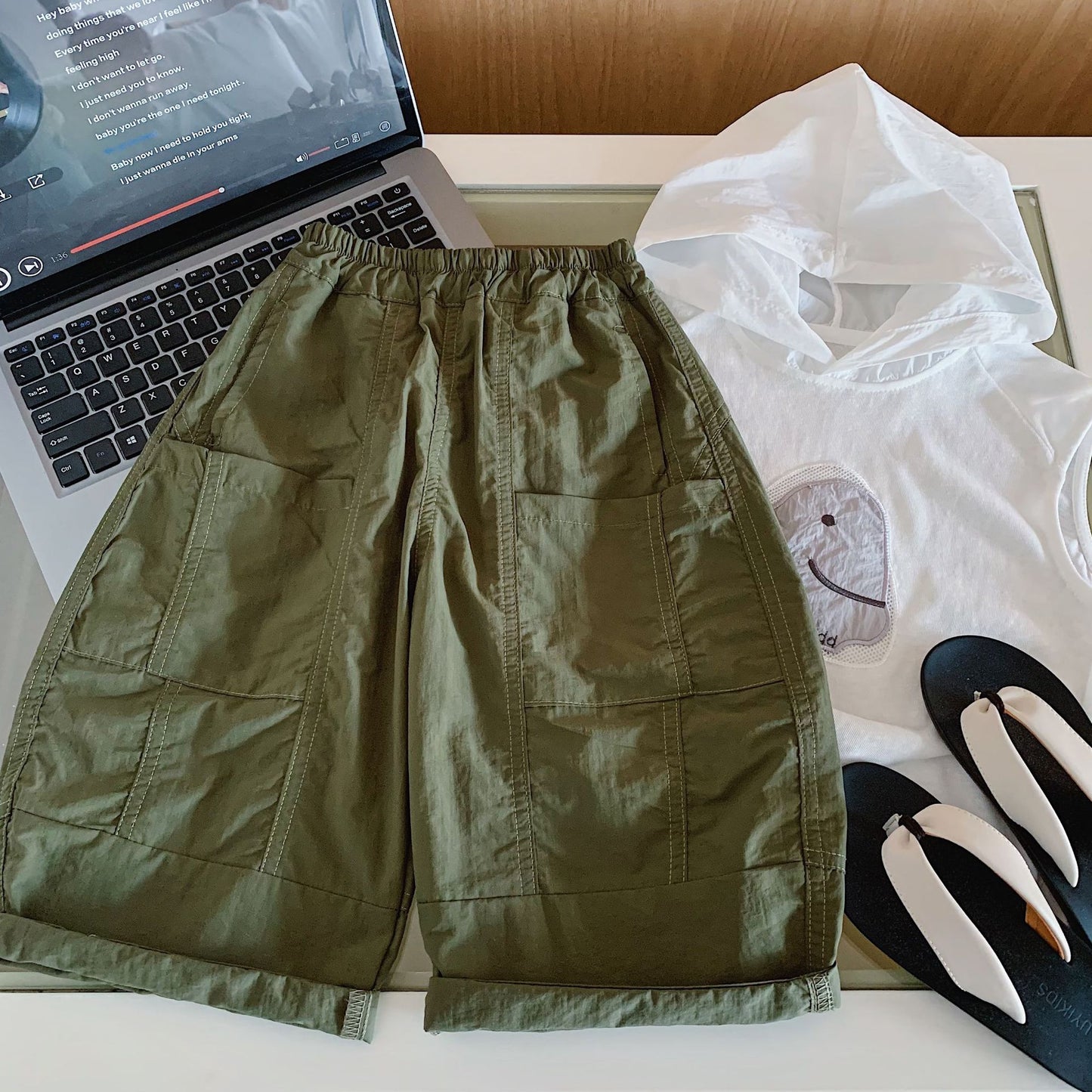 Children's Casual Summer Stitching Solid Color Trousers Loose Children's Pants
