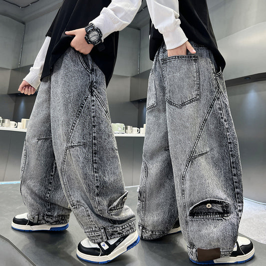 American High Street Design Straight Cool Handsome Children's Pants