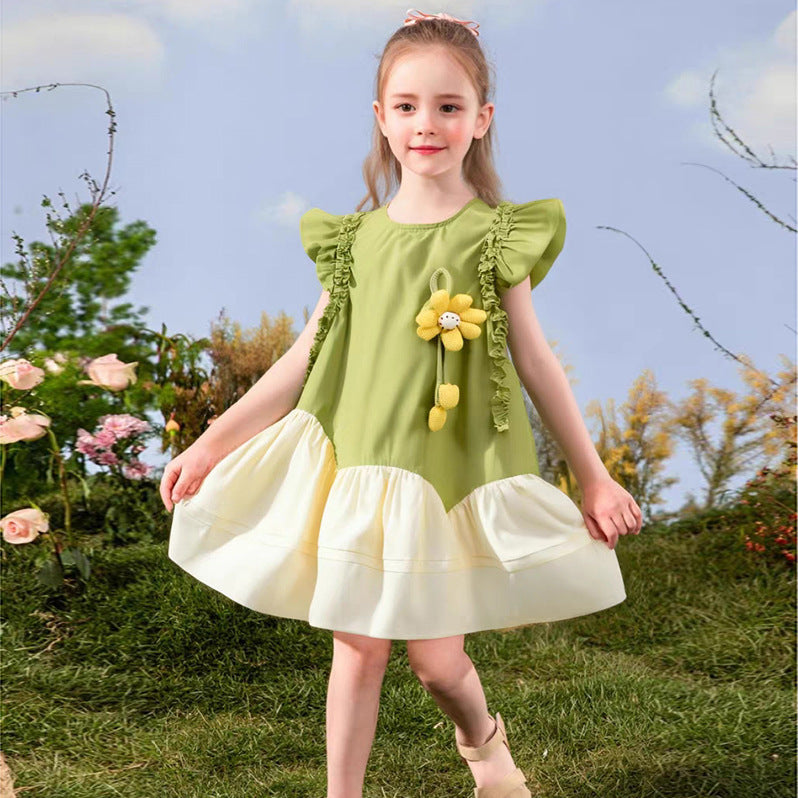 Summer Princess Stitching Sleeveless Cotton Three-dimensional Children's Dress