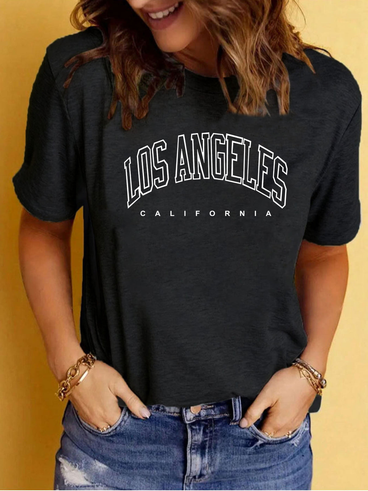 Women's Summer Printed Round Neck Sleeve Casual Women's T-shirt