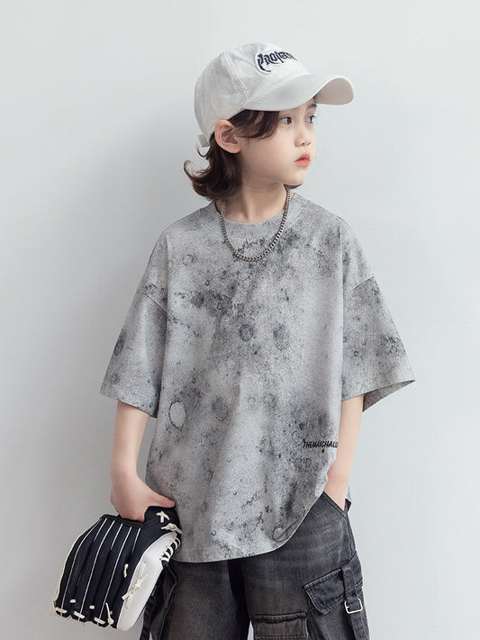 Children's Short-sleeved Summer Cotton Shirt Boys Middle Children's T-shirt
