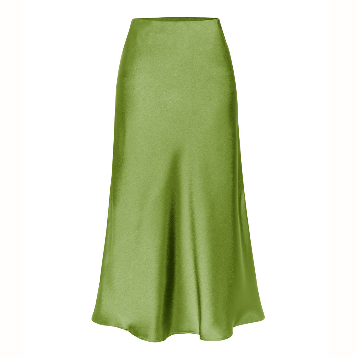Women's Quality Acetate Satin Elastic Waist Pure Color Skirt