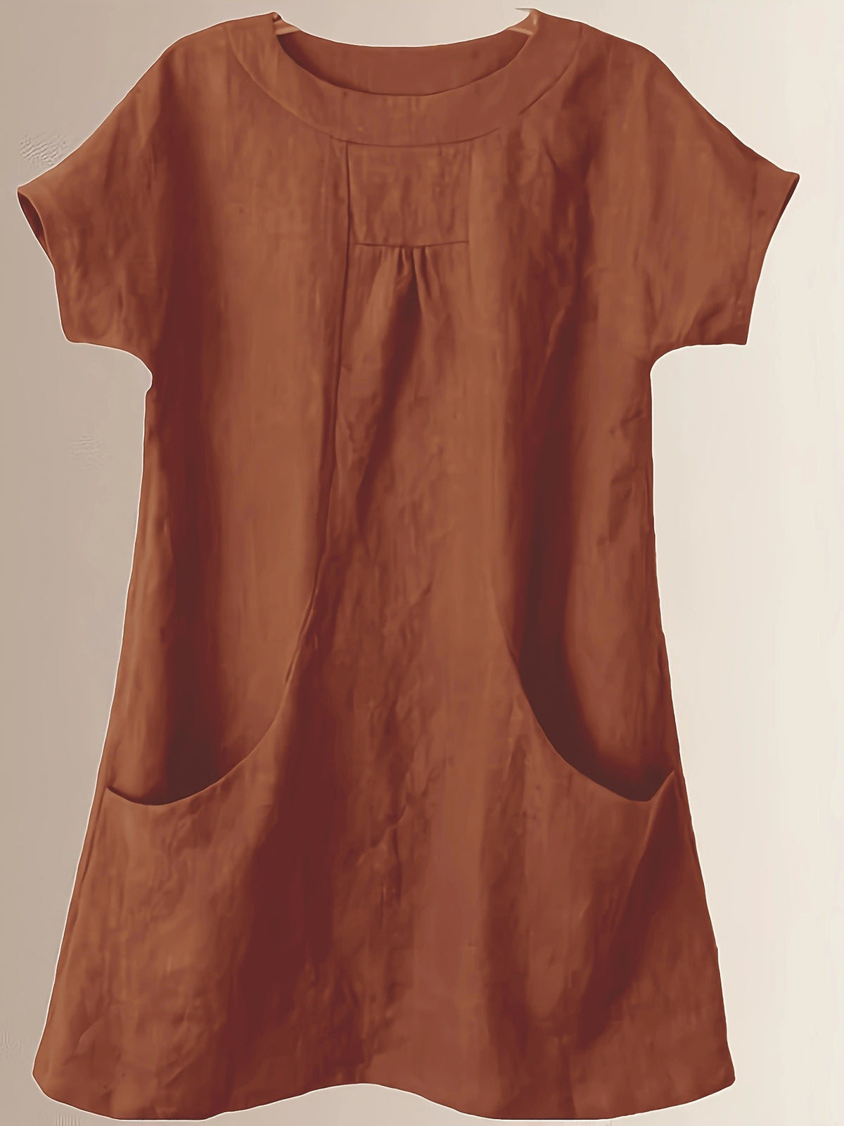 Women's Cotton Round Neck Pocket Shirt Blouse