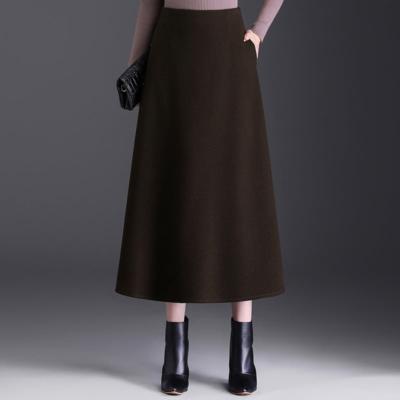 Winter A- Line Temperament Long Dress Cover Slim Umbrella Skirts