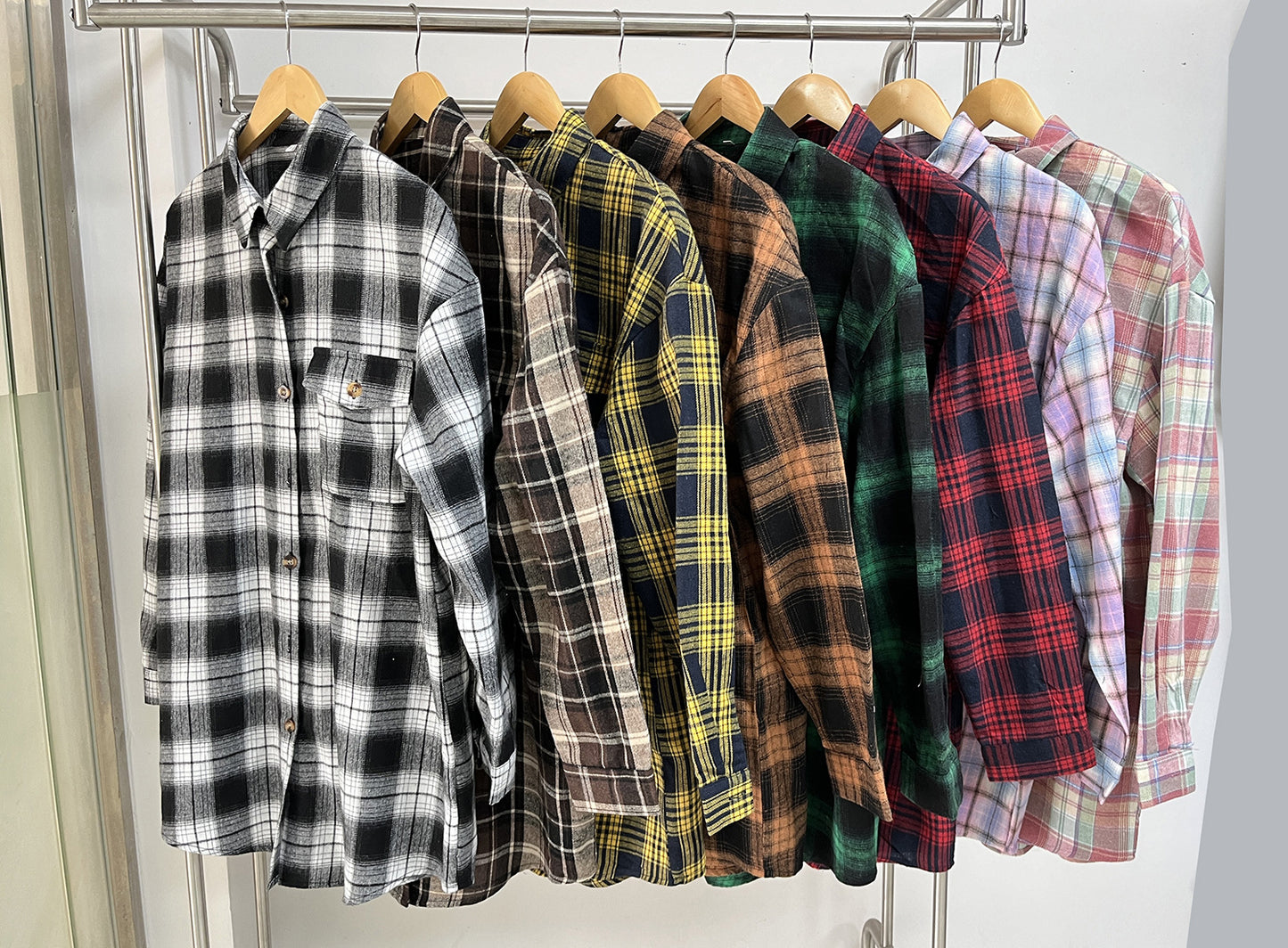 Style Plaid Shirt Brushed Long Sleeve Blouse