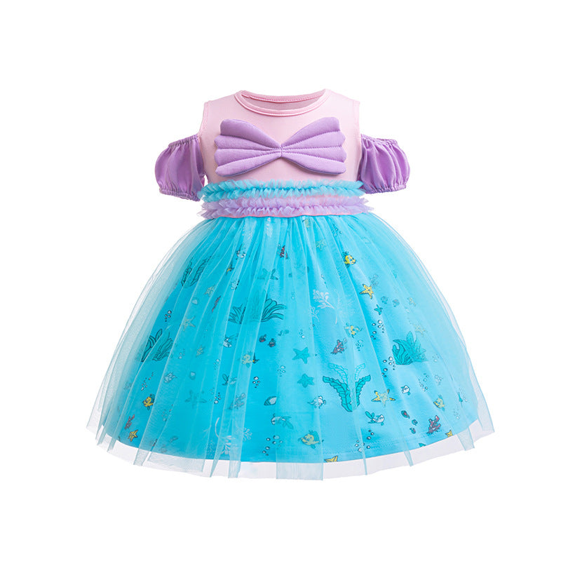 Children's Single Ice Princess Cotton Thin Short-sleeved Children's Dress