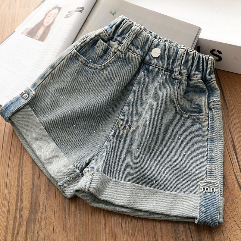 Children's Western Style Curling Denim Shorts Summer Thin Soft Children's Pants