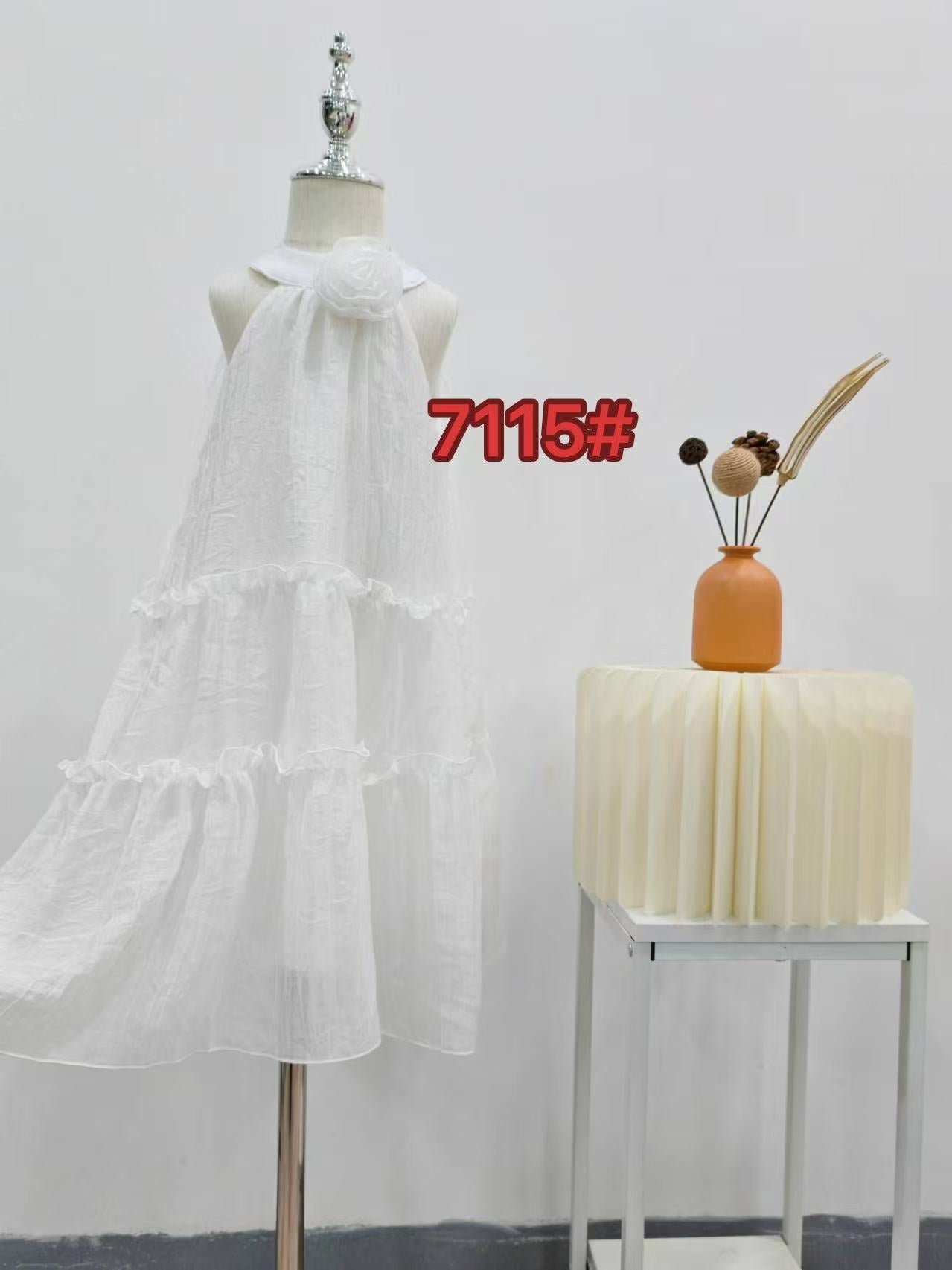 Children's Ethnic Style White Body Strap Braces Skirt Children's Dress