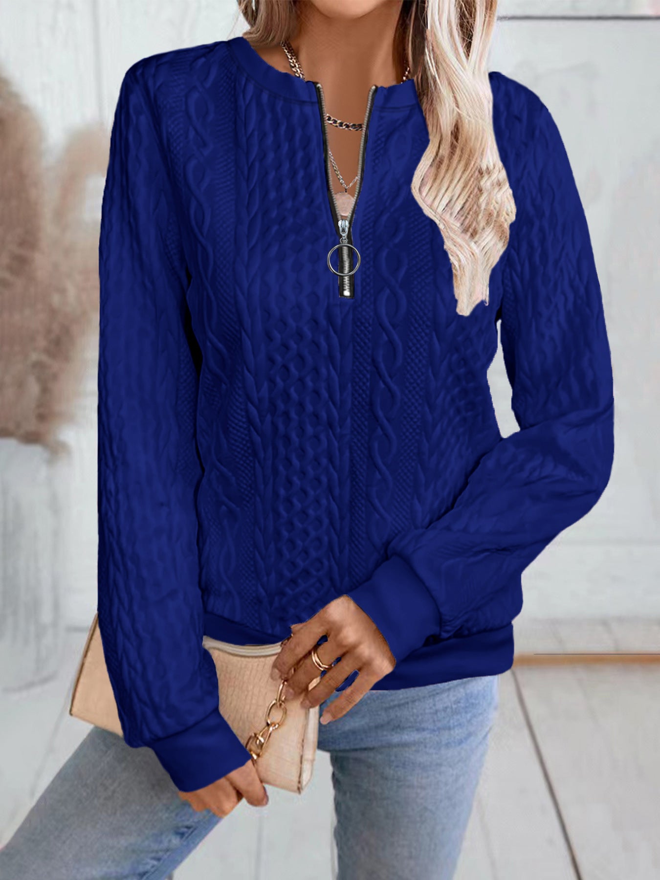 Innovative Popular Women's Casual Neckline Zipper Sweaters