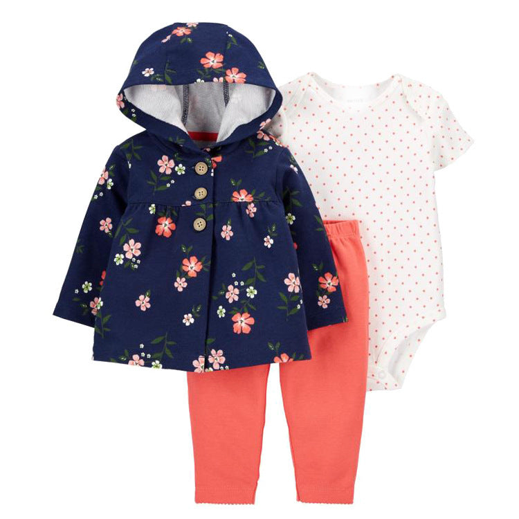 Women's & Men's Clothing Sweater Jacket Hooded Long-sleeved Romper Three-piece Children's Suit