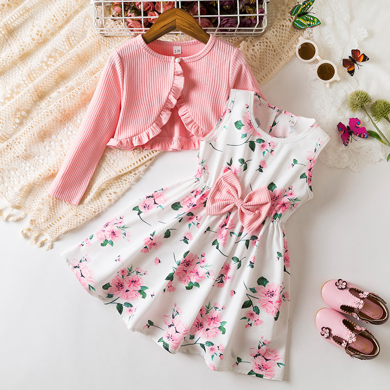Children's Large Set Autumn Western Style Printed Children's Dress