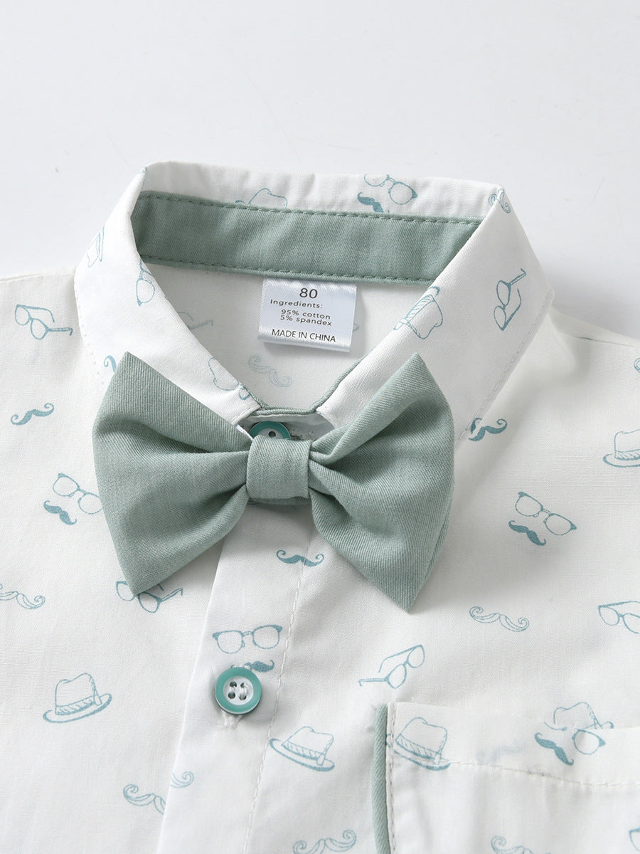 Children's Clothing Summer Short-sleeved Suspender Pants Three-piece Children's Suit