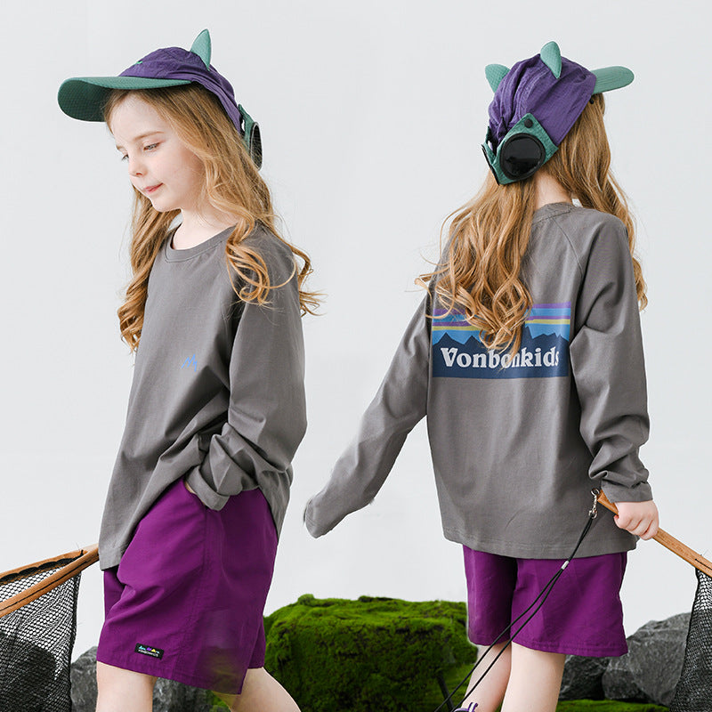 Spring Light Outdoor Mountain Ice Porcelain Cotton Long Children's T-shirt