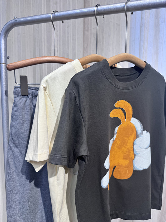Children's Clothing Cloud Rabbit Two-color Short-sleeved Cotton Breathable Printed Boys Children's T-shirt