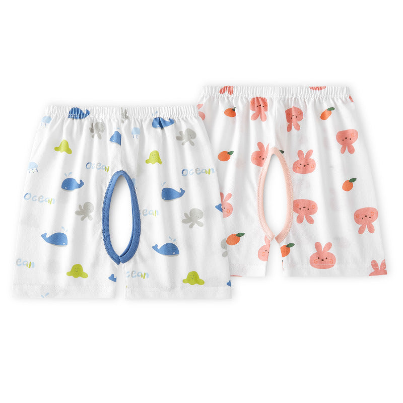 Children's Cotton Thin Summer Shorts Open Fork Children's Pants