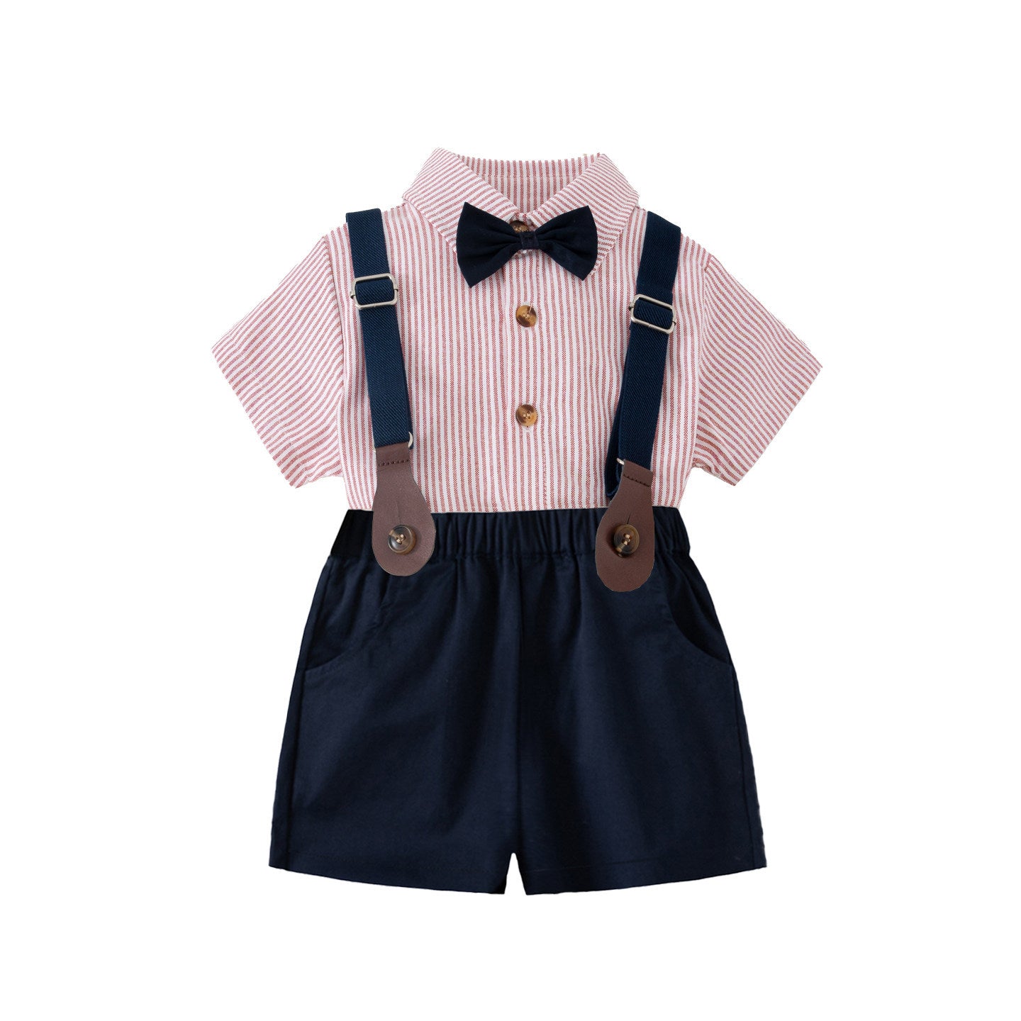 Children's Korean Style Little Master Overalls Dress Short Sleeve Children's Suit