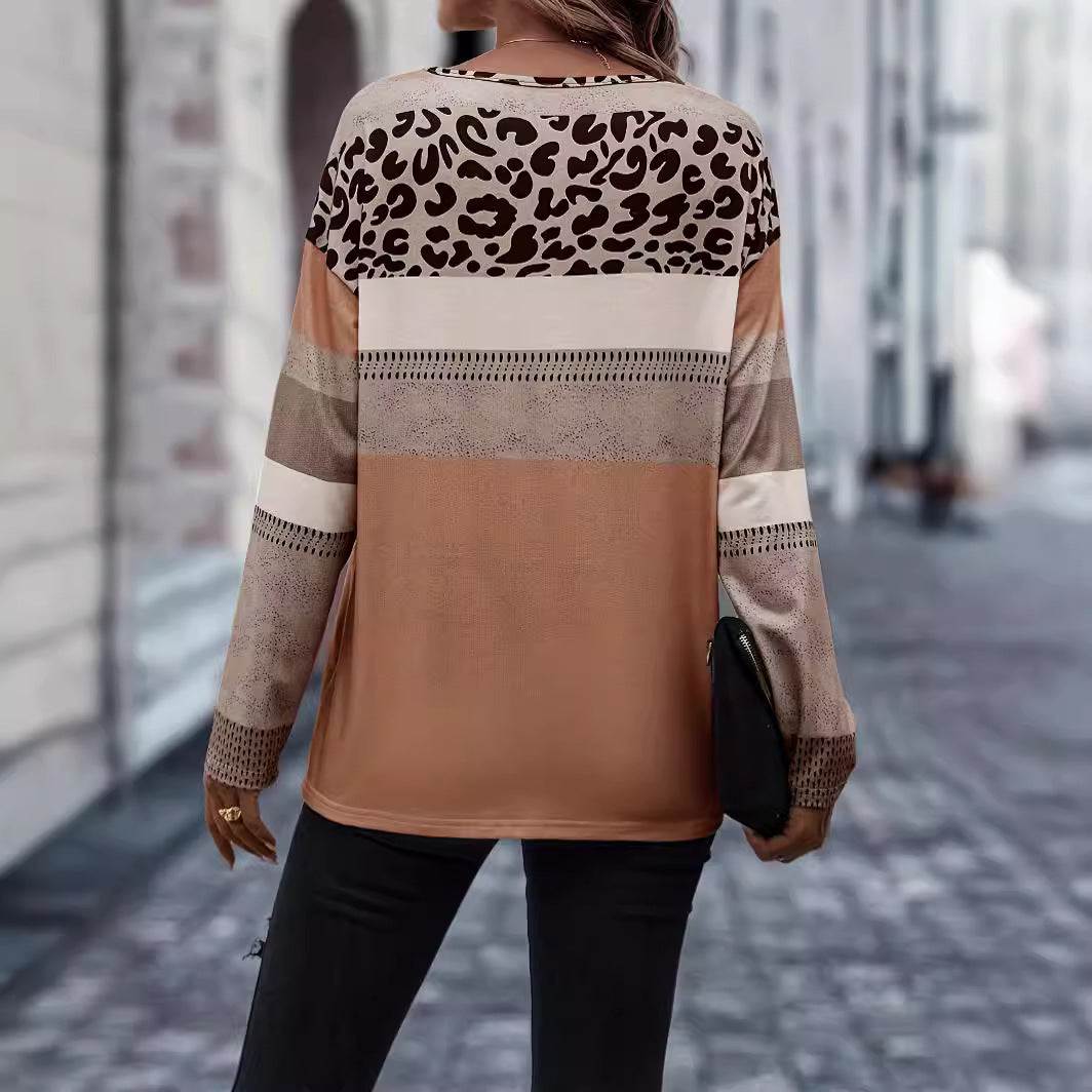 Women's Casual Round Neck Long Sleeve Large Size T-shirt