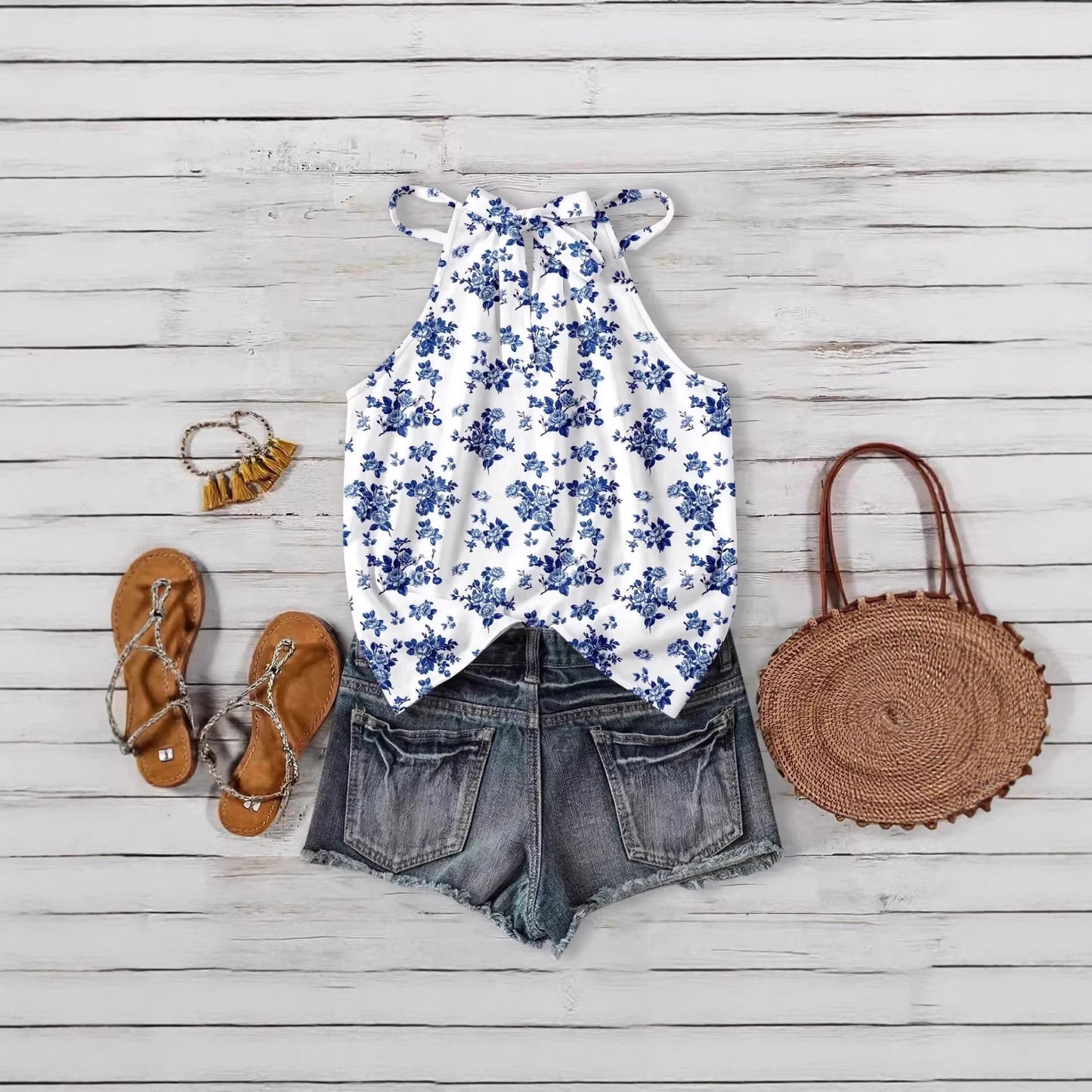 Classy Classic Casual Comfortable Bohemian Halter Tops