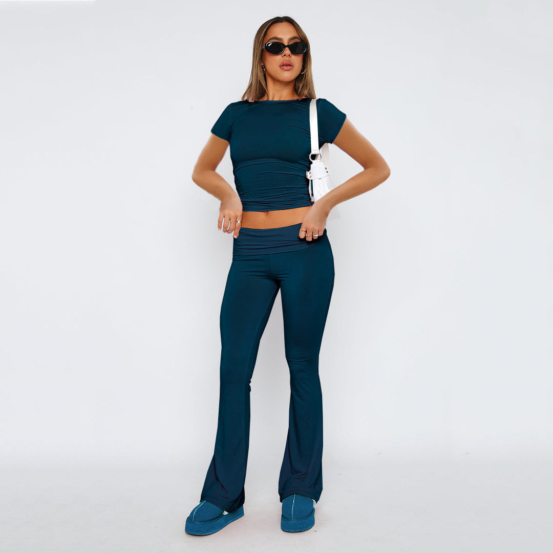 Fashion Pure Color Comfort Slim Slimming Low Waist Casual Pants
