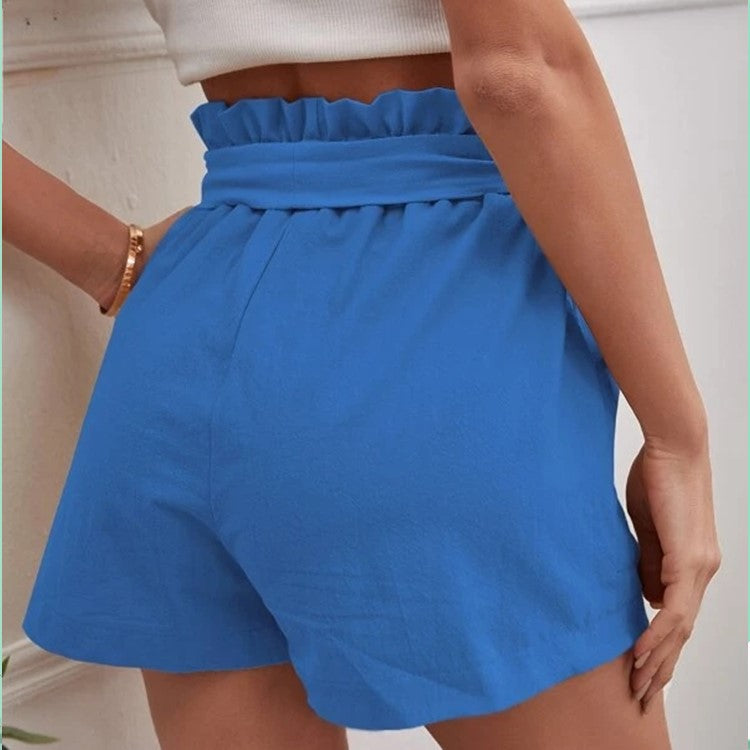 Women's Loose Linen Leisure Pocket Solid Color Large High Waist Wide Casual Pants
