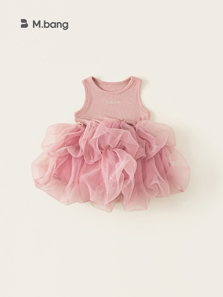 Children's Western Style Sleeveless Gown Simple Letter Skirt Performance Wear Children's Dress