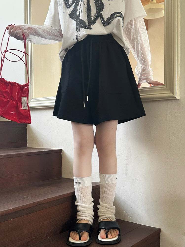 Children's Summer Casual Sports Shorts Western Style Solid Color Loose-fitting Lightweight Children's Pants