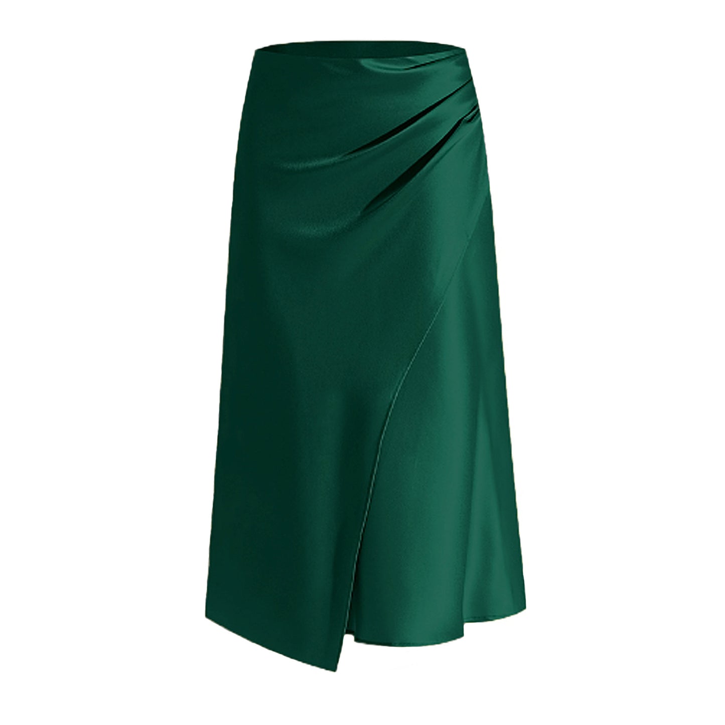 Women's Satin Heap Pleated Split Dress Solid Skirts