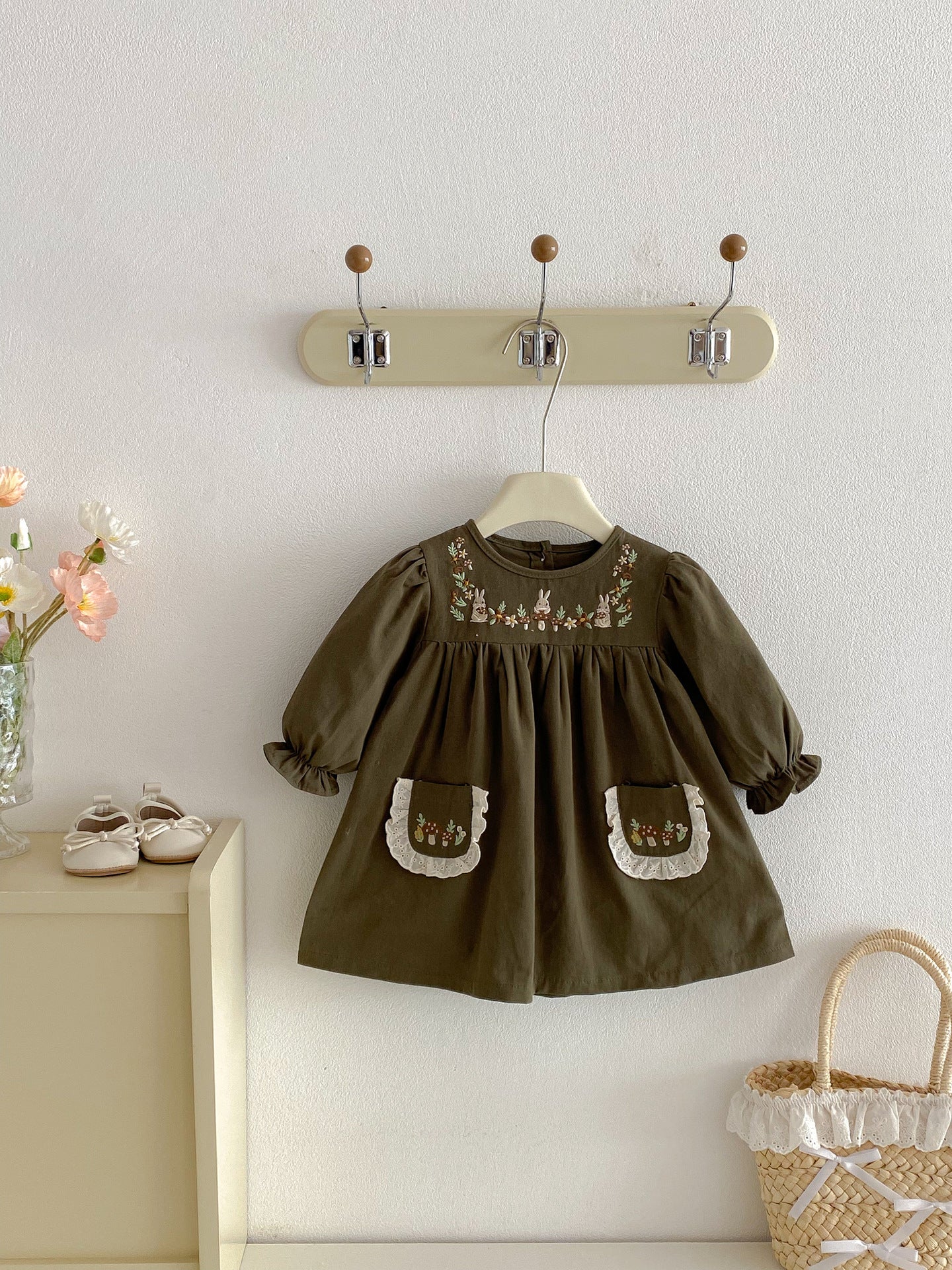 Children's Spring Preppy Princess Embroidered Infant Children's Dress