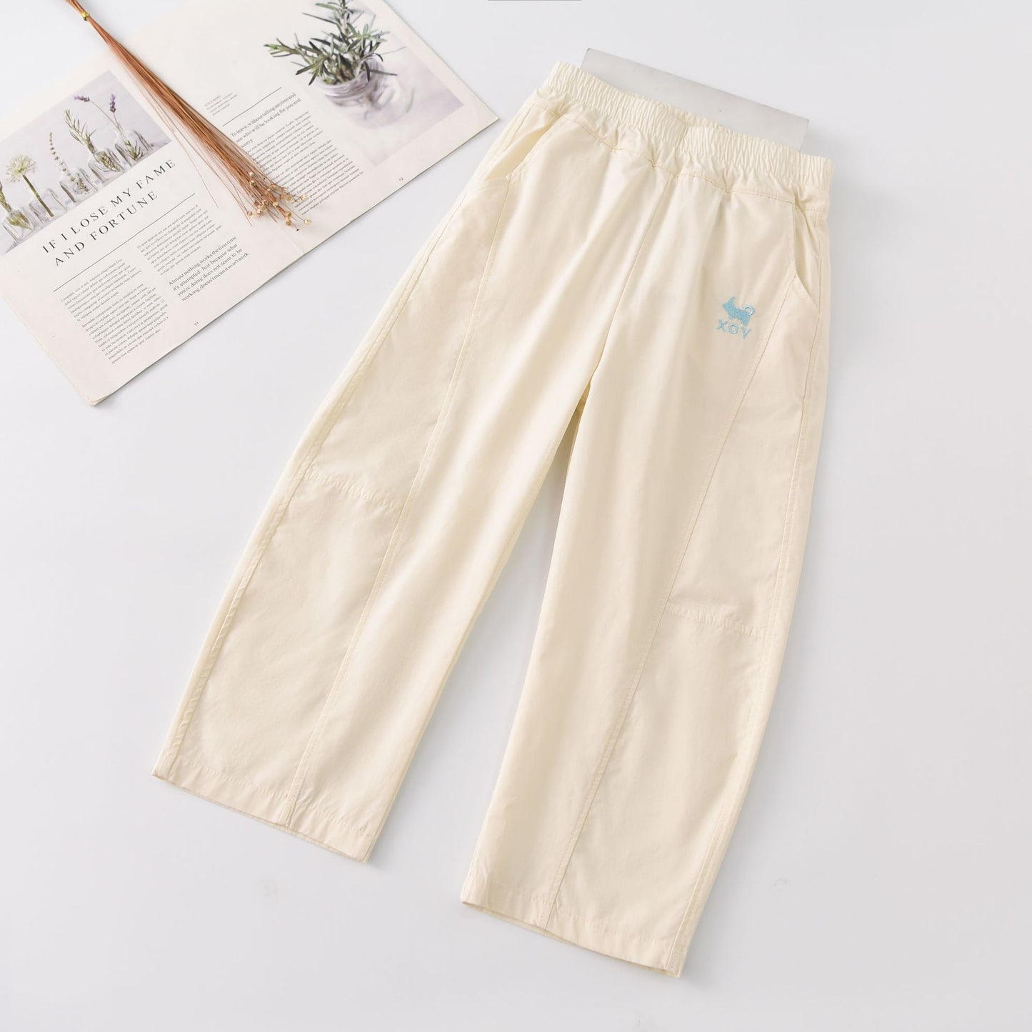 Woven Cotton Machete Medium Big Washed Children's Pants