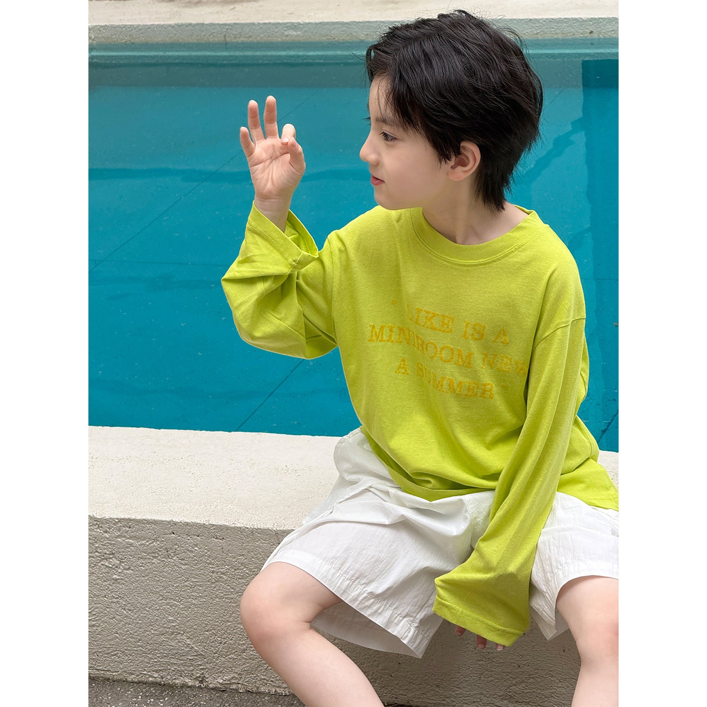 Children's Sleeve Summer Dress Boys Fashion Color Contrast Letter Print Pullover Children's T-shirt