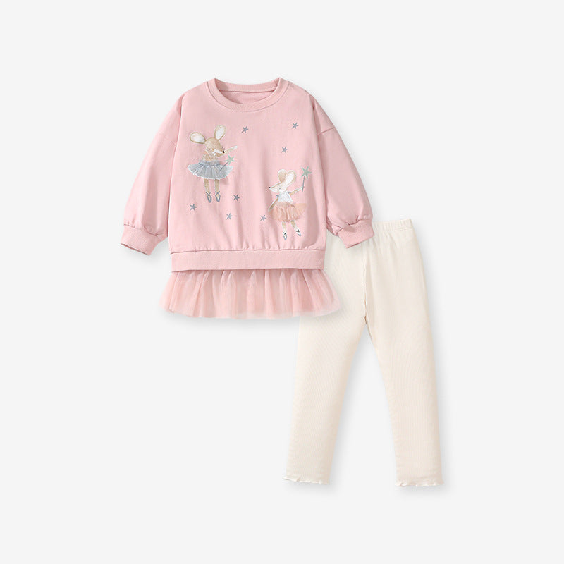 Children's Autumn Long-sleeved Mesh Cute Cartoon Children's Suit