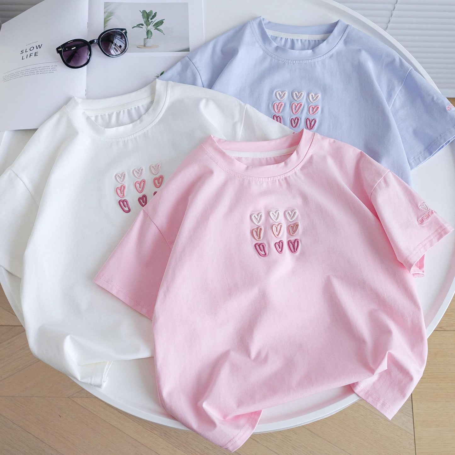 Children's Short Sleeve Summer Pure Cotton Teenager Clothing Medium Large Little Children's T-shirt