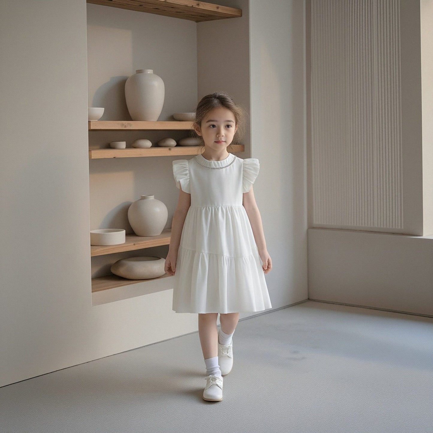 Children's Summer Fashionable Clothing Casual Puff Sleeve Children's Dress