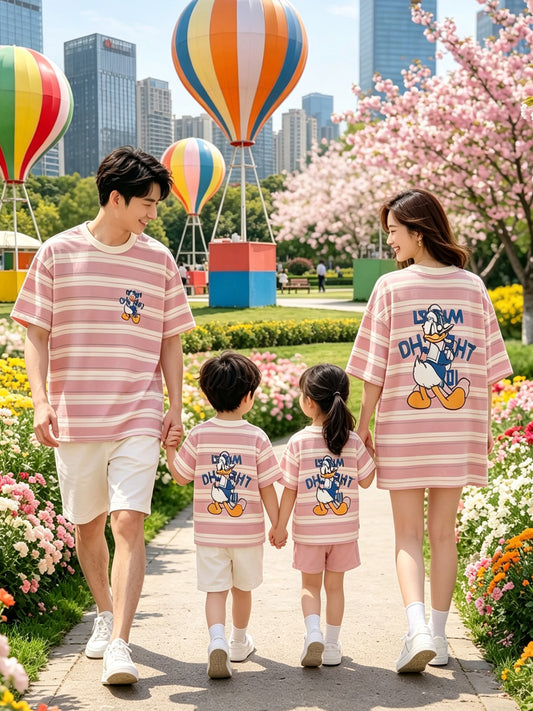 Wear Summer Korean Style Short Sleeve Family Of Four Clothes Parent-child Outfit