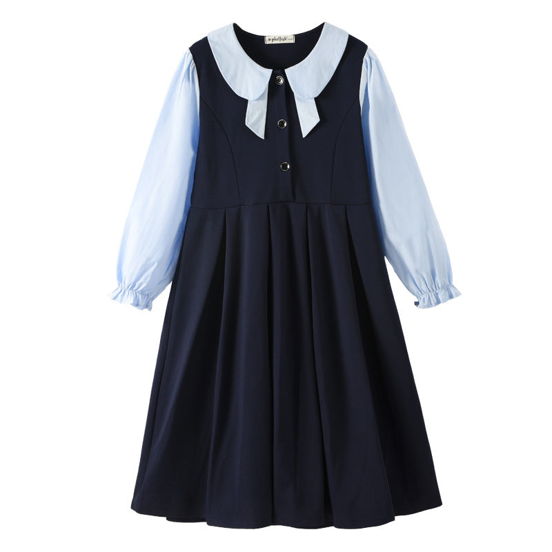 Long-sleeved College Style Princess Autumn Overknee Skirt Western Children's Dress