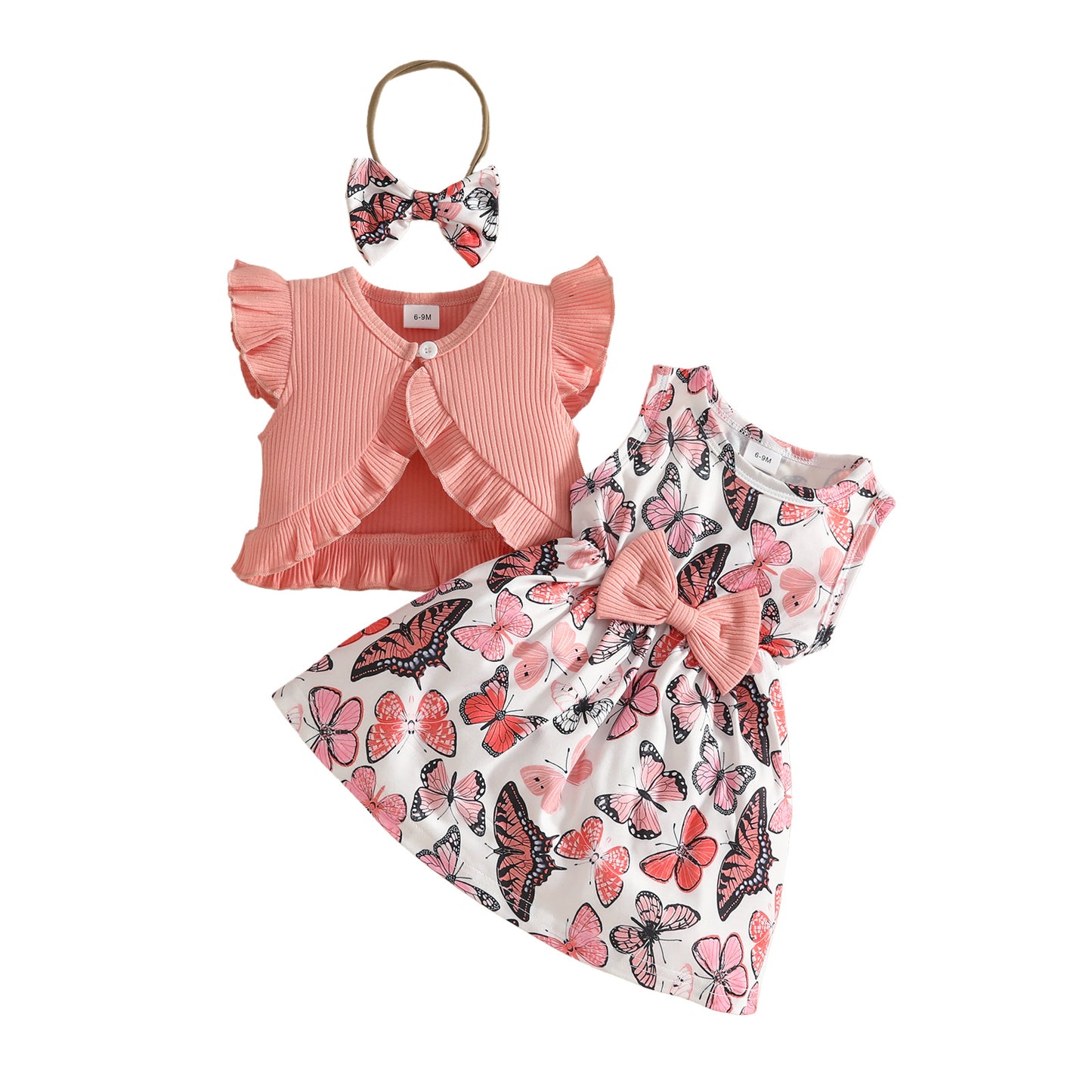 Sunken Stripe Short Printed Butterfly Flower Children's Suit