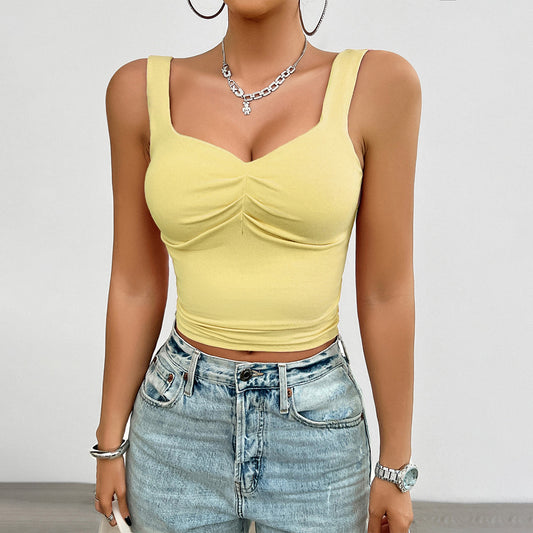 Popular Women's Solid Color Twisted Strap Small Vest/suspenders/tube Top