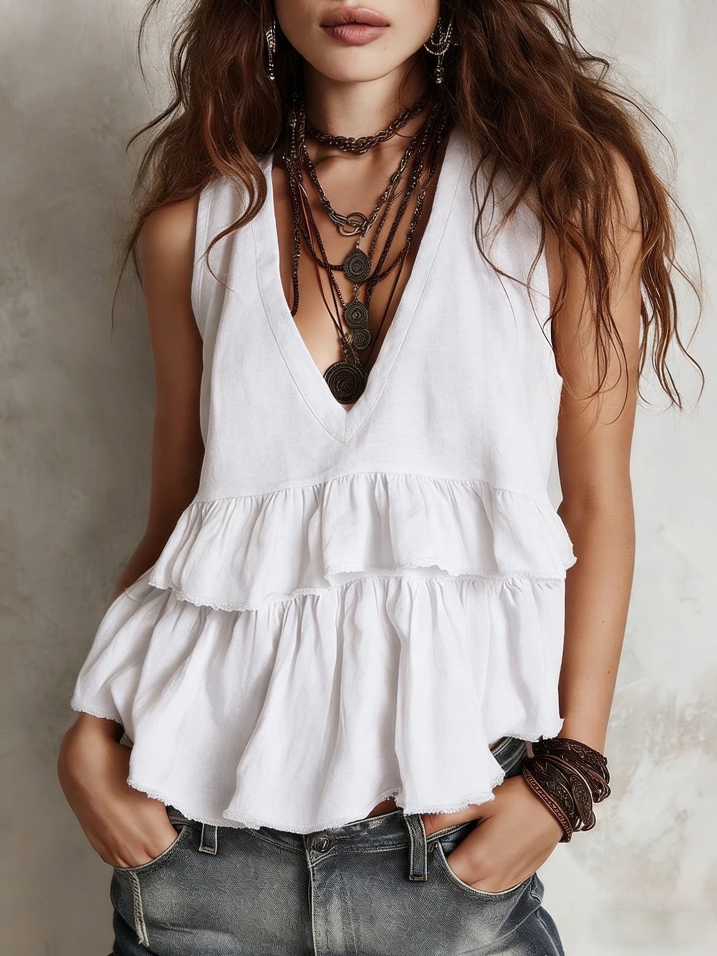 Women's Cotton Linen Simple Elegant Sleeveless Vests
