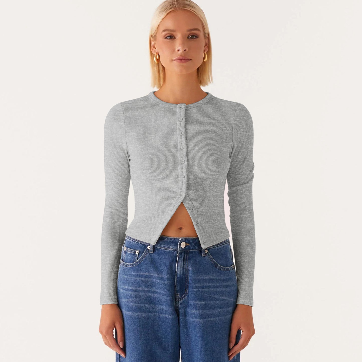 Charming Women's Solid Color High-grade Button Blouse