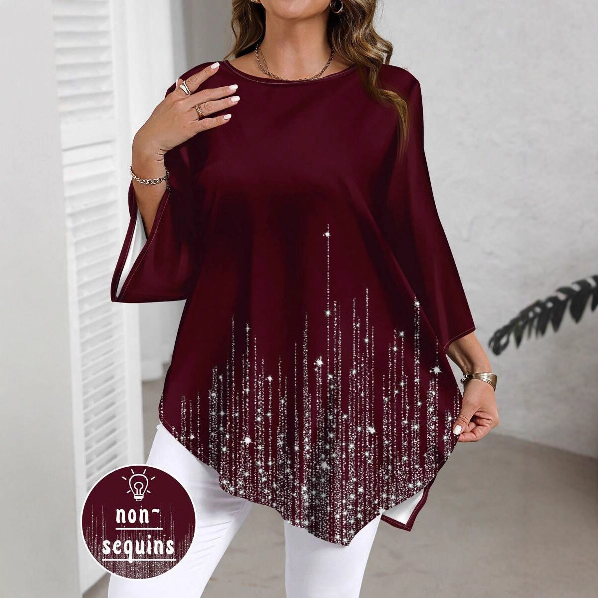 Women's Autumn Casual Versatile Gradient Printing Round Tops