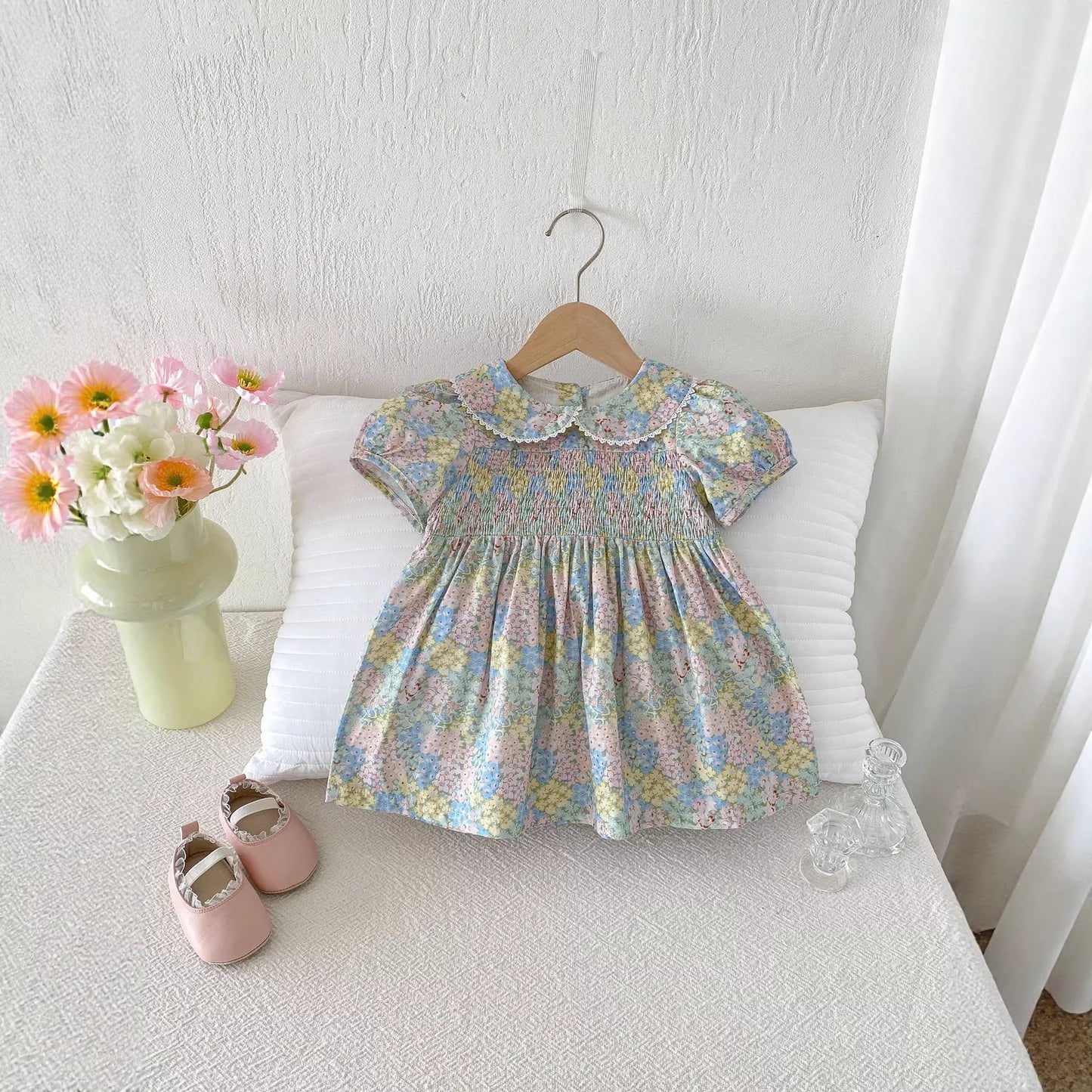 Korean Style Ruffled Floral Princess For Children's Dress