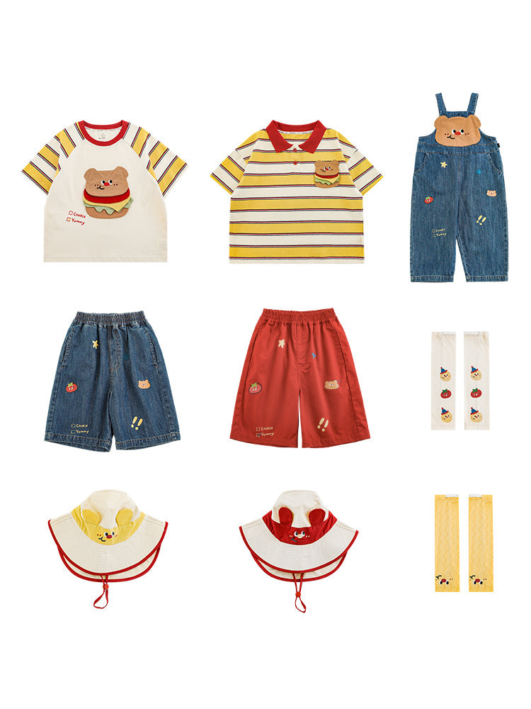 Lightweight Jeans Cute Hamburger Series Suit Children's T-shirt