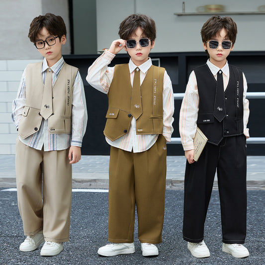 Children's Business Spring Clothes Birthday Flower Dress Boys Piano Host Performance Children's Suit