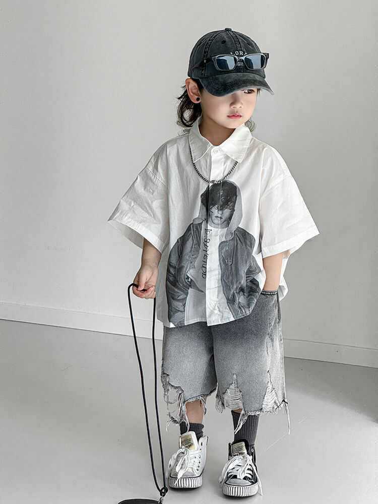 Children's Boys Summer Blouse Wear Fashion Korean Style Short Sleeve Children's Suit