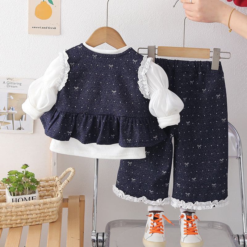Children's Clothes Western Style Embroidered Bow Long Sleeve Children's Suit