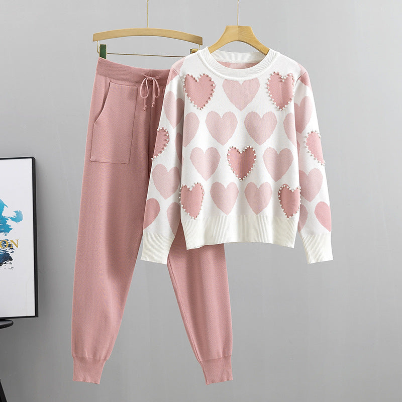 Love Beaded European Goods Female Temperament Fresh Fashion Casual Suit