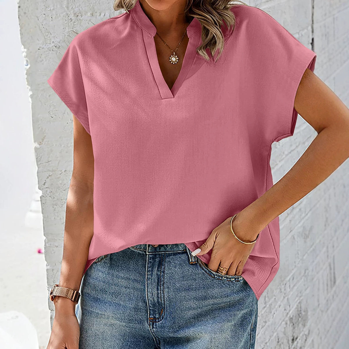 Casual Elegant Women's Loose Short-sleeved Shirt Blouse